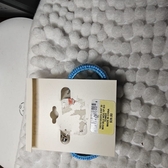 On 34th Blue Beaded Hoop Earrings - Picture 3 of 5